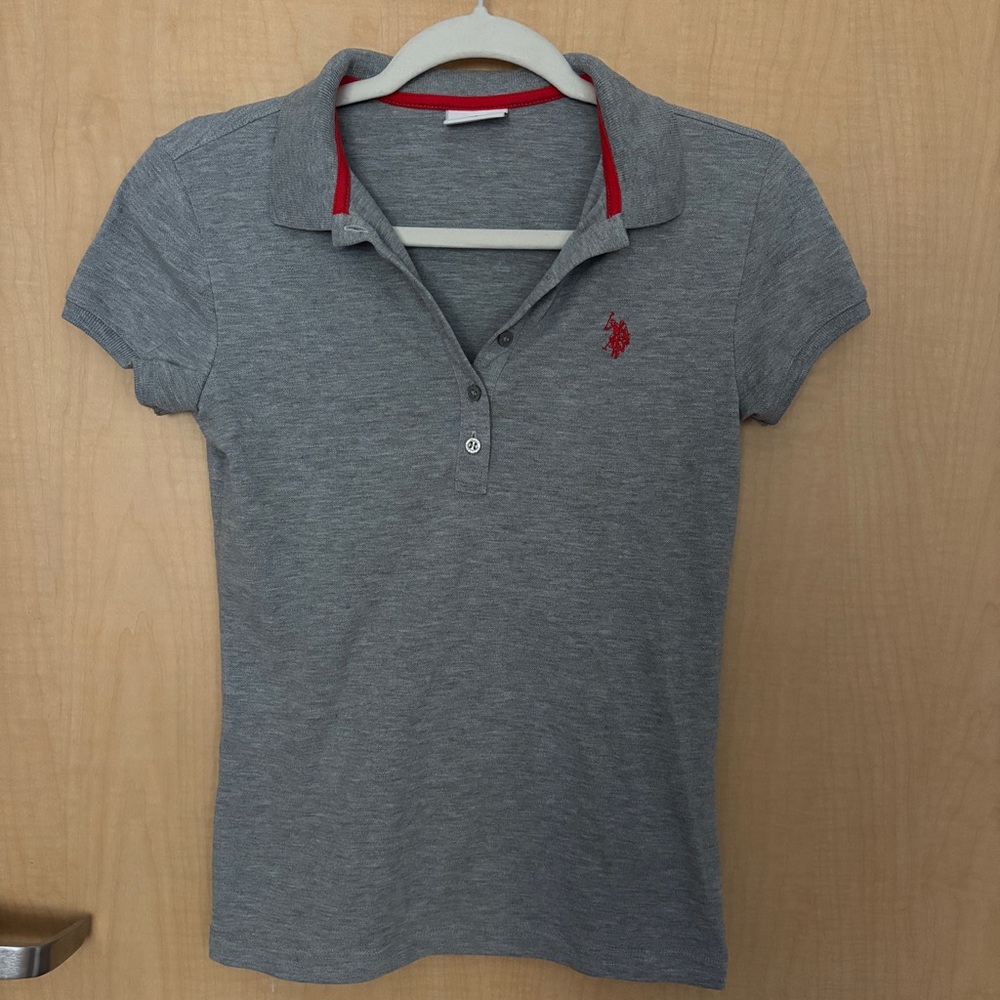U.S. Polo Assn. Gray Polo with Red Accents